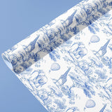 Baby Shower Wrapping Paper Roll For Boys Girls Kids Blue White Jungle Animals Design Gift Wrap Sheets For Holiday Birthday Baby Shower Party Packing Supplies - Total 28.5Sq.Ft