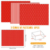 6 Sheets Valentine Gift Wrapping Paper, Dots, Hearts, Stripe Colorful Wrapping Paper Valentine'S Day Party Favor Supplies(Red)