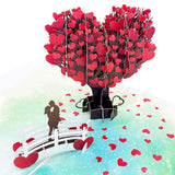 Love Tree Couple Valentines Day 3D Greeting Pop Up Card, Happy Anniversary, Wedding, Mother'S Day, Engagement, Birthday, For Wife, Husband,With Message Note & Envelop,Large Size 8X6 Inch