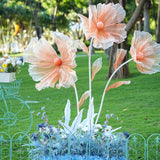Giant Flowers For Decoration,Wedding Reception Essential Decoration,5.6 Ft Big Artificial Silk Flower With Stems And Stands,Party Banquet Background Decor?Home Decor?Orange Champagne?