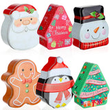 6 Pcs Christmas Cookie Tins With Lids Christmas Containers Santa Snowman Gingerbread Penguin Christmas Tree Metal Cookie Jar Xmas Cookie Boxes For Storing Candy Chocolate Biscuits Holiday Gifts