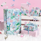 Reversible Butterfly And Floral Design Wrapping Paper Roll - Pink And White Polka Dot Design On The Other Side, Suitable For Valentine'S Day, Birthday, Mother'S Day, Wedding, Baby Shower