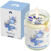 Aquarius Zodiac Crystal Candle Gift For Women - Astrology Birthday Natural Soy Violets Scented Candle With Flowers And Lazurite Healing Crystals For Mom, Sister, Friends