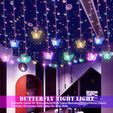 120 Led 20Ft Butterfly Curtain Fairy Lights Usb Pluged - 8 Modes Starry Twinkle Icicle String Lights With Remote Timer W