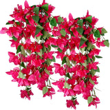 Artificial Hanging Flowers 28.35" Silk Bougainvillea Uv Resistant Faux Flower Greenery Vines For Home Garden Porch Eave Wedding Wall Indoor Outdoor Decor (Fuchsia - Pack Of 4)