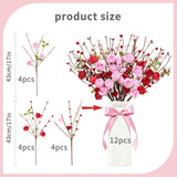 Valentines Day Decorations 12 Pack Valentines Day Artificial Flowers 17 Inch Valentine'S Picks With Red Roses Flower Pink Love Heart Berries For Valentine Wedding Anniversary Party Decor