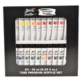 Premium Acrylic Paint, Assorted Colors, 0.34 Ounce Tubes, Set Of 24