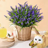 20 Bundles Artificial Plants Outdoor,Fake Flowers Uv Resistant Outdoor Fake Plants,Faux Lavender Shrubs For Window Garden Patio Hanging Planter Pathway Front Porch (Purple)