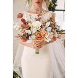Cascade Bride Bouquets, Handmade With Artifical Flowers, For Ceremony, Anniversary, Wedding Gifts And Home Decorations