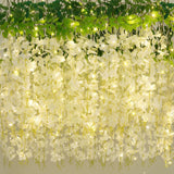 40 Pack White Wisteria Hanging Flowers, Fake Flowers For Decoration, Artificial Hanging Flowers, Vines For Bedroom, Flower Garland For Home, Party, Wall, Wedding Decoration(3.6 Ft/Pcs)