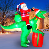 9Ft Christmas Inflatables Santa Riding Dinosaur With Built-In Led,Dinosaur Inflatable Christmas Blow Up Yard Decorations