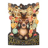 SANTORO Christmas Swing Card, 3D Pop Up Greeting Card - Season's Greetings - Reindeer - For Kids, Family, Festive, Holidays