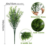 Artificial Plants Flowers Grass Shrubs 8 Pack No Fade Faux Plastic Flowers Outdoor For Farmhouse Garden Porch Patio Indoor Wedding Decoration Greenery Fake Plants Uv Resistant