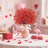 10Pcs Fake Christmas Flowers Artificial Red Baby Breath Artificial Flowers Real Silk Floral Arrangement Stems For Christmas Table Centerpieces Home Kitchen Mantle Porch Outdoor Decorations