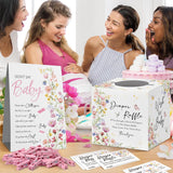 Bloom Diaper Raffle Box With 50 Tickets - Don'T Say Baby Game, Boho Wildflowers Baby Shower Games Kit For Girls-W1