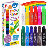 Paint Sticks,12 Classic Colors, Washable, Non-Toxic, Tempera Paint Sticks For Kids And Students