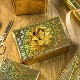 Holographic Wrapping Paper Roll, Gold Stars Foil Design Gift Wrap Paper Mini Roll 17 Inches X 32.8 Feet For All Occasion Wedding Party Bridal Shower Birthday Christmas