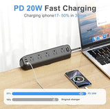 Desk Clamp Power Strip 10 Outlets 4 USB Ports PD20W USB C 6FT Surge Protector Black