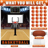 Pin The Basketball Game, Basketball Party Games For Birthday Activities, Pin On The Goalpost With 24 Pcs Stickers Large Poster Blindfold For Sports Theme Party Favors Decorations Supplies