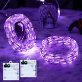 Purple Fairy Lights Outdoor Waterproof 9.8Ft 30 Led, Purple Halloween Lights Battery Operated With Timer For Indoor & Ou