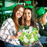 St Patricks Day Cards With Music & Lights, 3D Pop Up Bear & Shamrock, 10 Inch Life Sized Forever Bouquet St Patrick Day Decorations Gifts For Women Kids Men