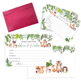 Advice And Wishes Cards, Safari Jungle Advice Cards For Baby Shower, Weddings, Engagement Party, Woodland Party Decorations Supplies, Favors For Mom To Be, Dad To Be, New Parents (25Pcs) -A05