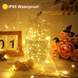 Led Fairy Lights Battery Operated String Lights?67Ft 200Micro Leds Starry Lights 8 Modes With Timer Dark Green Copper Mi