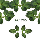 100 Pcs Artificial Flowers Green Leaf Bulk Faux Greenery Silk Fake Rose Leaves Bouquet Garland Wreath Floral Arrangement Supplie Diy Craft (6 Small-Leaf Green)