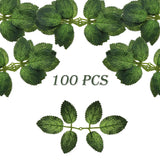 100 Pcs Artificial Flowers Green Leaf Bulk Faux Greenery Silk Fake Rose Leaves Bouquet Garland Wreath Floral Arrangement Supplie Diy Craft (6 Small-Leaf Green)