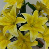 Artificial Lily Flowers,6 Pcs Faux Lily Flowers,23 Inch Long Stem Tiger Lily Branch With 3 Full Blooms And 4 Leaves, Latex Real Touch Lilium Flower For Wedding Bouquet (6, Yellow)
