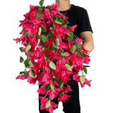 Artificial Hanging Flowers 28.35" Silk Bougainvillea Uv Resistant Faux Flower Greenery Vines For Home Garden Porch Eave Wedding Wall Indoor Outdoor Decor (Fuchsia - Pack Of 4)