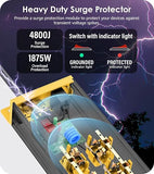 Magnetic Heavy Duty Yellow Power Strip with 8 Outlets and 6FT Cord for Garage and Workshop
