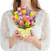 Colorful Tulip 3D Pop Up Spring Greeting Card For Mother’S Day Birthday Easter Anniversary Thank You Sympathy Get Well, Handmade Floral Bouquet For Mom, Grandma, Wife, Teacher, With Envelope And Blank Note Card