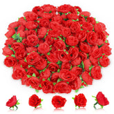 100Pcs 1.3 Inches Mini Red Roses Artificial Flowers Mini Rose Flowers For Crafts Fake Small Silk Rose Head For Wedding Bouquet Diy Party Table Centerpieces Decor