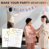 Baby Shower Party Games, Name That Baby Song Minimal Baby Shower Game, 25 Moon And Stars Gender Reveal Party Games Cards (5" X 7"), Over The Moon Baby Shower Supplies Decorations -03