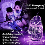 8 Pack Purple Fairy Lights Battery Operated 7FT 20 LED Silver Wire Twinkle String Lights for DIY Crafts Wedding Party Bedroom Christmas Decoration
