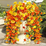 Artificial Flowers For Outdoors Fall Hanging, 4-Pack Artificial Morning Glory Includes 180 Flowers, Uv-Resistant Faux Silk Fake Realistic Plants For Home Garden Porch Patio Balcony Planter Yard
