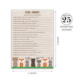 Dad Jokes Baby Shower Games, Woodland Animals, Jungle Theme Baby Shower — Pack Of 25 — Fun Dad Joke Game, Funny Daddy Joke Trivia, Welcome To The Wild Shower, Gender Neutral Birthday Activity G601-Djk