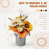 Sunflowers Artificial Flowers With Pot,Fake Potted Flowers With Sunflower Maple Leaf Berry Fall Faux Silk Flowers Sunflower Centerpieces For Tables Decor