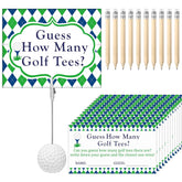 101 Pcs Guess How Many Golf Tees Cards 1 Resin Golf Ball Base Memo Clip Holder 10 Pencils Funny Games For Golf Theme Party Supply Bridal Shower Birthday Baby Shower