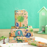 Baby Shower Wrapping Paper Roll - 17 Inches X 16.4 Feet - Colorful Cartoon Animal Design On Kraft Paper - For Boy Or Neutral Gift Wrapping, Kids' Birthday Party And Baby Shower