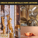 Acrylic Paint Metallic, 3Pcs 13.5Oz(375G) Gold & Silver & Bronze, Gold Leaf Paint For Art Painting, Ideal For Canvas, Wood, Clay, Fabric, Ceramic, Stone, Glass Craft Supplies
