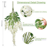 Fake Flowers Indoor Plants, 2Pcs Greenish White Hanging Wisteria Decoration, Light Cream White Uv & Fading Resistant, Room Decor For Kitchen Living Room Bathroom Centerpiece Table