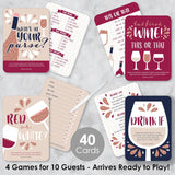Big Dot of Happiness But First, Wine - 4 Wine Tasting Party Games - 10 Cards Each - Gamerific Bundle