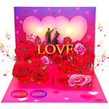 Happy Anniversary Cards With Music & Lights, Romantic 3D Pop Up Love Letter, Heart Shape & Rose Wedding Valentine Anniversary Cards For Couple Husband Wife Him Her, I Love You Greeting Card