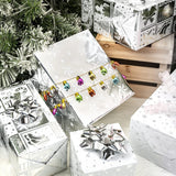 30 Inch Silver Christmas Wrapping Paper Roll - Jumbo Roll Silver Snowflakes, Candy Cane Holiday Collection With Metallic Foil Shine - 4 Rolls - 30 Inch X 120 Inch Per Roll