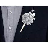 Corsage Wrist And Boutonniere Set 2 Luxury Artificial Rhinestones Handmade For Wedding Party Ceremony Anniversary Prom Perfect For Groom'S Boutonniere And Bride'S Wrist Flowers (Silvery)