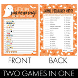 Orange Little Boo Is Almost Due Halloween Baby Shower Games - Animal Pregnancy And Emoji Picture 2 Activity Game Bundle - Set Of 20 Player Cards, Halloween Gender Reveal