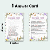 Flowers Baby Shower Games - Name That Baby Song & Trivia - 30 Can Be Used On Both Sides Game Cards & 1 Answer Card For Boys & Girls-Gender Reveal Activity, Party Favors & Decorations - B02