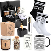 My Last F, Funny Office Christmas Gifts Set For Boss Coworker Friend, Mothers Day Gifts For Aunt, Mom, Sister, Cool Birthday Present For Him, With Jar Relaxation Candle Coffee Cup For Women Men
